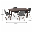 Pemberly Row Draper 5-Piece Dining Set in Grey Fabric and Walnut Veneer