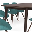 Pemberly Row Draper 7-Piece Dining Set in Turquoise Blue Fabric & Walnut Veneer