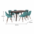 Pemberly Row Draper 7-Piece Dining Set in Turquoise Blue Fabric & Walnut Veneer