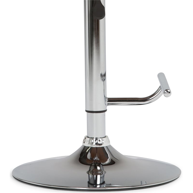 Pemberly Row Bentwood Adjustable Swivel Bar Stool Metal White Faux Leather