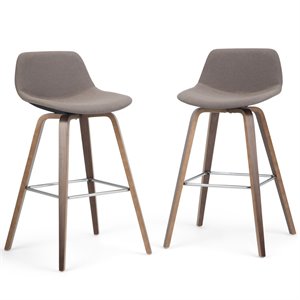 Pemberly Row Set of 2 Bentwood Counter Stools in Mocha Woven Fabric