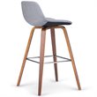 Pemberly Row Bentwood Bar Stool Set of 2 in Stone Grey Fabric