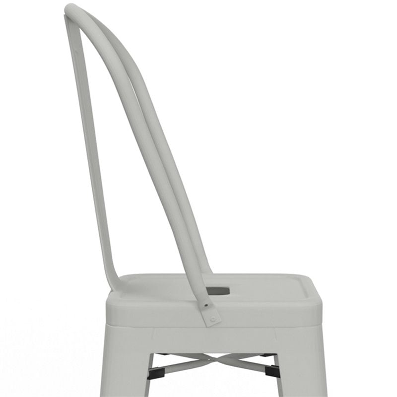 Pemberly Row 30 in Industrial Metal Bar Stools in White Set of 2