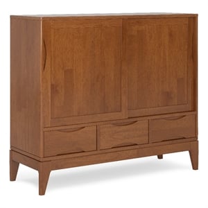Pemberly Row 48&quot Mid-Century Modern Rubberwood Storage Cabinet in Teak Brown