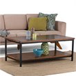Pemberly Row Mango Wood Industrial Coffee Table in Dark Cognac Brown