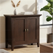 Pemberly Row Solid Wood Transitional Low Storage Cabinet in Brunette Brown