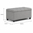 Pemberly Row Rectangular Ottoman in Dove Gray Linen Look Fabric