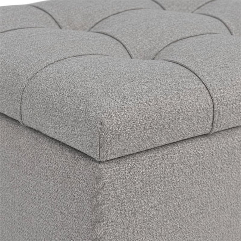 Pemberly Row Rectangular Ottoman in Dove Gray Linen Look Fabric