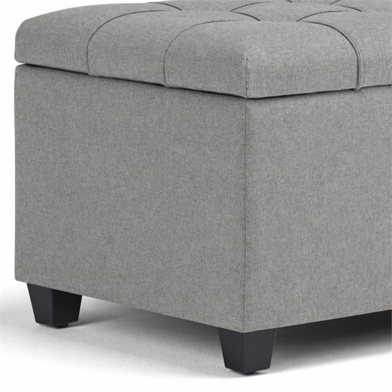 Pemberly Row Rectangular Ottoman in Dove Gray Linen Look Fabric