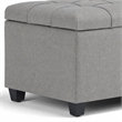 Pemberly Row Rectangular Ottoman in Dove Gray Linen Look Fabric