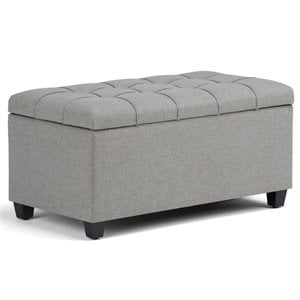 Pemberly Row Rectangular Ottoman in Dove Gray Linen Look Fabric