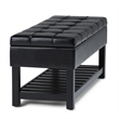 Pemberly Row Rectangle Storage Ottoman Bench in Midnight Black Faux Leather