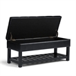 Pemberly Row Rectangle Storage Ottoman Bench in Midnight Black Faux Leather