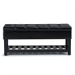 Pemberly Row Rectangle Storage Ottoman Bench in Midnight Black Faux Leather