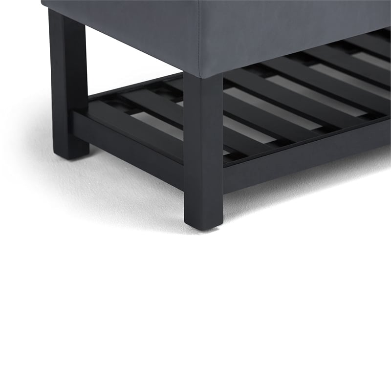 Pemberly Row Rectangle Ottoman Bench in Stone Gray Faux Leather