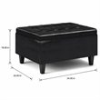 Pemberly Row Rectangle Storage Ottoman in Midnight Black Faux Leather