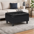 Pemberly Row Rectangle Storage Ottoman in Midnight Black Faux Leather