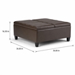 Pemberly Row Square Storage Ottoman in Chocolate Brown Faux Leather