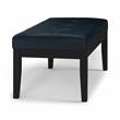 Pemberly Row Tufted Vegan Leather Ottoman Bench in Distressed Dark Blue