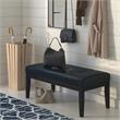 Pemberly Row Tufted Vegan Leather Ottoman Bench in Distressed Dark Blue
