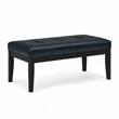 Pemberly Row Tufted Vegan Leather Ottoman Bench in Distressed Dark Blue
