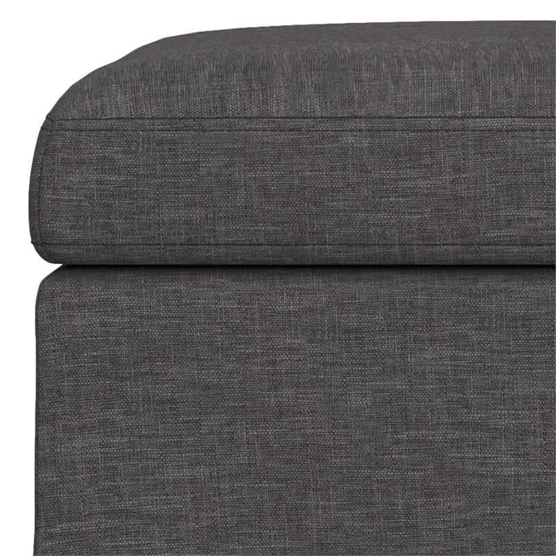 Pemberly Row Square Coffee Table Storage Ottoman in Slate Gray Fabric