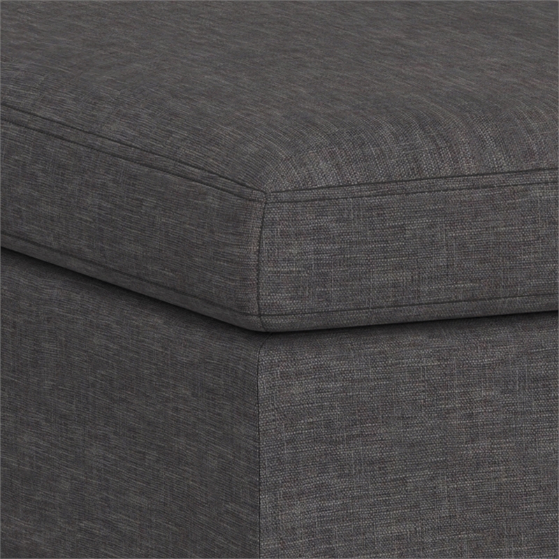 Pemberly Row Square Coffee Table Storage Ottoman in Slate Gray Fabric