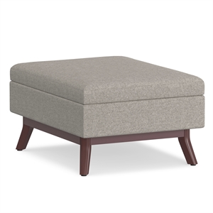 Pemberly Row Rectangle Storage Ottoman in Cloud Grey Polyester Fabric