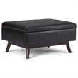 Pemberly Row Faux Leather Storage Ottoman in Distressed Black