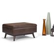 Pemberly Row Faux Leather Storage Ottoman in Distressed Chestnut Brown