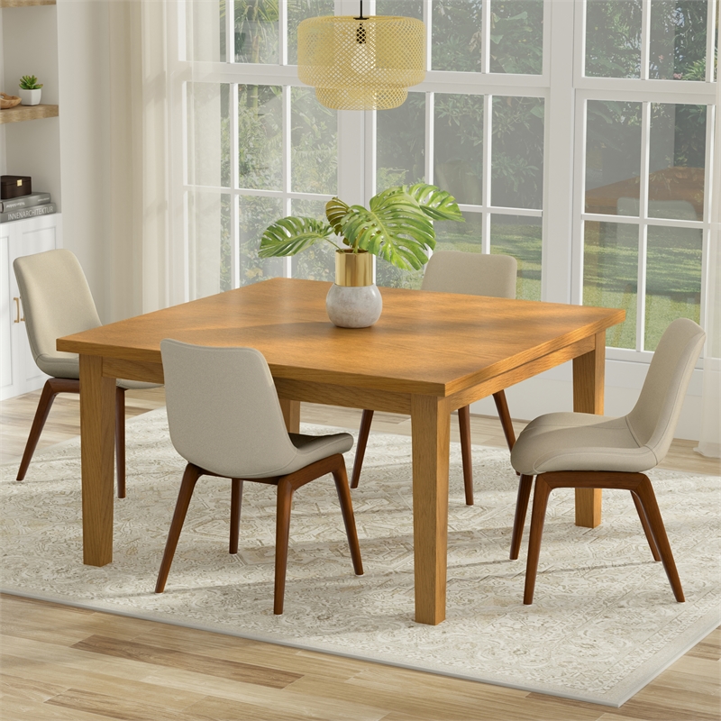 Pemberly Row Square Dining Table in Solid Wood Oak Finish