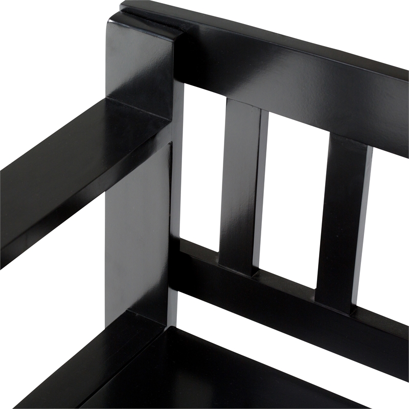 Pemberly Row Pine Entryway Storage Bench in Black Finish