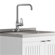 Pemberly Row 28 in White Laundry Sink Cabinet with High Arch Faucet