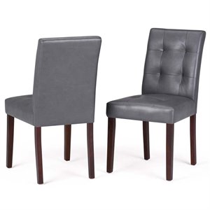 Pemberly Row Dining Chair in Stone Gray Faux Leather (Set of 2)