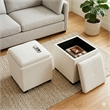 Pemberly Row Cube Storage Ottoman with Tray in Ivory Boucle Upholstery