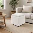 Pemberly Row Cube Storage Ottoman with Tray in Ivory Boucle Upholstery