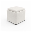 Pemberly Row Cube Storage Ottoman with Tray in Ivory Boucle Upholstery