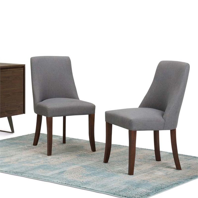 Pemberly Row Dining Chair Set of 2 Fabric Slate Gray with Curved Back