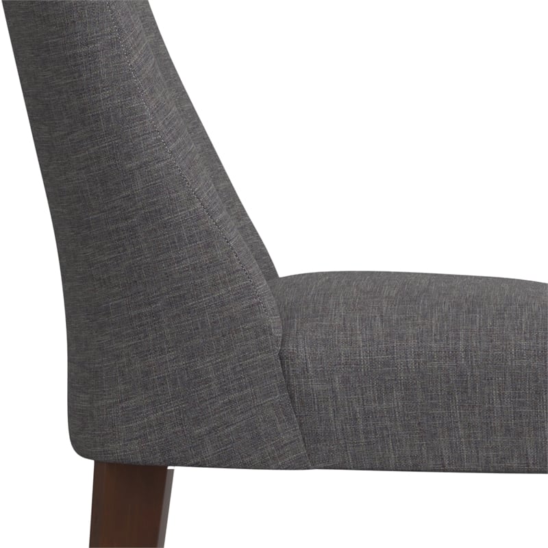 Pemberly Row Dining Chair Set of 2 Fabric Slate Gray with Curved Back