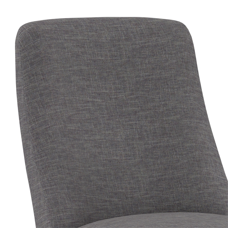Pemberly Row Dining Chair Set of 2 Fabric Slate Gray with Curved Back