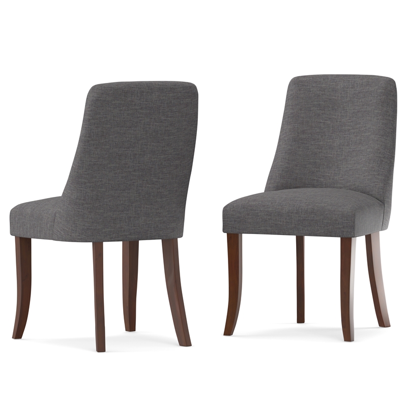 Pemberly Row Dining Chair Set of 2 Fabric Slate Gray with Curved Back