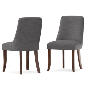 Pemberly Row Dining Chair Set of 2 Fabric Slate Gray with Curved Back