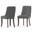 Pemberly Row Dining Chair Set of 2 Fabric Slate Gray with Curved Back