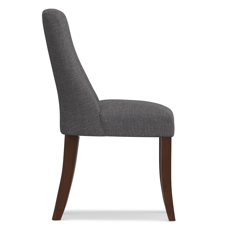 Pemberly Row Dining Chair Set of 2 Fabric Slate Gray with Curved Back