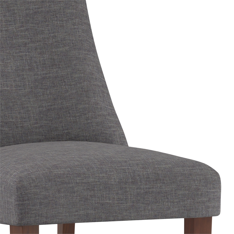 Pemberly Row Dining Chair Set of 2 Fabric Slate Gray with Curved Back