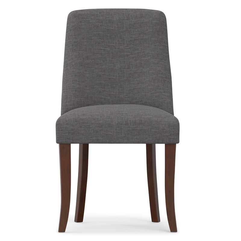 Pemberly Row Dining Chair Set of 2 Fabric Slate Gray with Curved Back