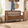 Pemberly Row Pine Entryway Storage Bench in Medium Saddle Brown