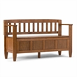 Pemberly Row Pine Entryway Storage Bench in Medium Saddle Brown