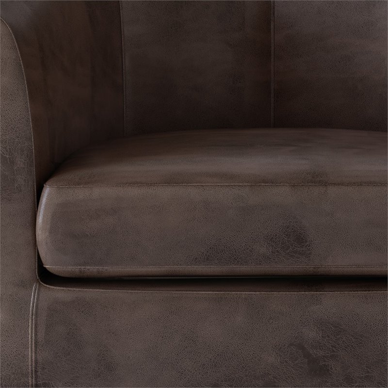 Pemberly Row Tub Chair in Distressed Brown Faux Leather with Flared Arms
