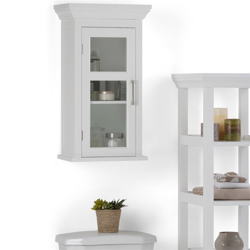 Pemberly Row Wooden Medicine Cabinet with Single Door in Pure White